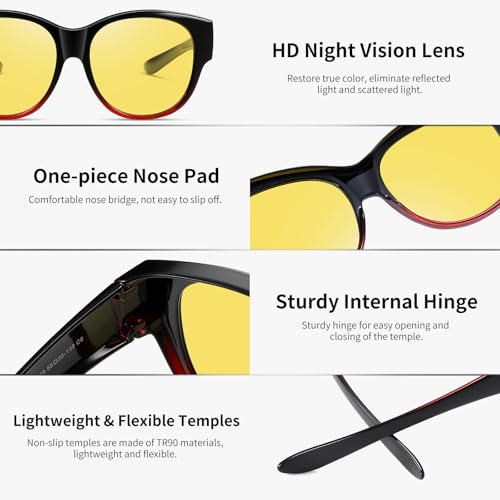 Image of GEGURI Polarized Sunglasses Fit Over Glasses for Men Women, Oversized Square Sun Glasses UV400 Protection Shades