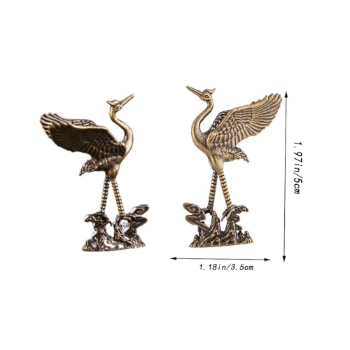 2 Piezas Estatuas de Grulla de Latón Vintage miniatura 2