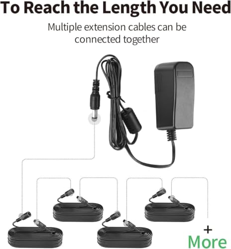 Image of KEBILSHOP Male to Female DC Power Extension Cord 2.1x5.5mm DC 12V Power Adapter Extension Cable, for CCTV Security Cameras, Wireless IP Network Camera, DVR, LED Light Strip (10 Meter)
