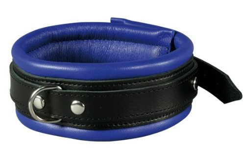 BDSM Bondage Set, echtes Leder, Fesselset gepolstert, blau