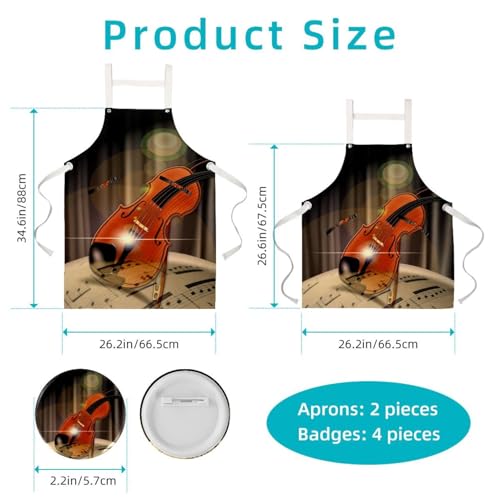 Tablier de cuisine violon musical multicolore, le cadeau idéal pour chef - 2