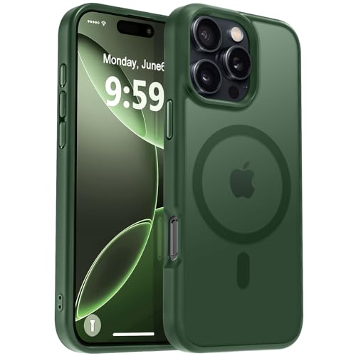 Image of MOCCA Magnetic Shockproof for iPhone 16 Pro Case,Midnight Green | 16ft Drop Tested | Compatible with MagSafe | Anti-Slip Matte Finish | Raised Camera & Screen Lip | Ultra-Slim Design