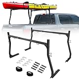 OTHOWE 46-71” Heavy Duty Carbon Steel Truck Ladder Rack, Universal Non-Drilling Cargo Rack for Most Truck, 800Ibs Loading Capacity, Overland Ladder Rack for Kayak, Surfboard, Lumber, Ladder.