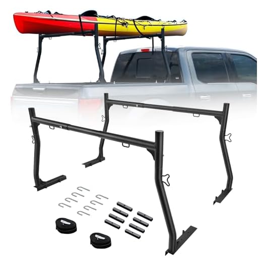 OTHOWE 46-71” Heavy Duty Carbon Steel Truck Ladder Rack, Universal Non-Drilling Cargo Rack for Most Truck, 800Ibs Loading Capacity, Overland Ladder Rack for Kayak, Surfboard, Lumber, Ladder.