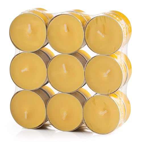 Tea Light Candles Colored Unscented Metallic Tin Cups Set of 18 Made in USA (White)