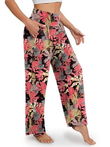 Image of Gracyoga Wide Leg Yoga Pants for Women Casual Loose Cozy Sweatpants High Waisted Lounge Pajama Flowy Pants With Pockets