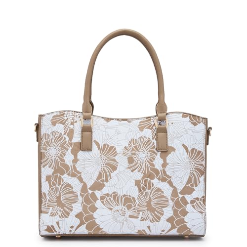 Image of Caprese Margot Satchel Bag, Medium | Stylish Floral Print Handbag for Women with Adjustable & Detachable Sling Strap | Secure Zip Closure | Perfect for Office & Daily Essentials