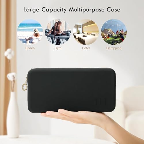 Image of INOVERA (LABEL) Makeup Brush Holder Pouch Case for Travel - Silicone Cosmetic Brushes Kit - Travelling Make up Organizer Bag (Black)