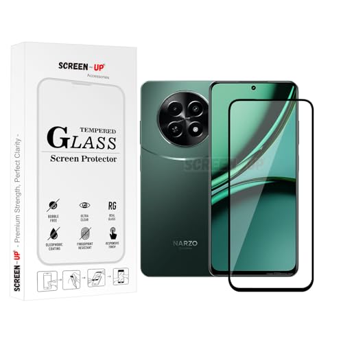 Image of ScreenUp Tempered Glass For Realme Narzo 70x - Ultra Clear, 9H Scratch Resistant, Full Coverage, Easy Install Screen Protector