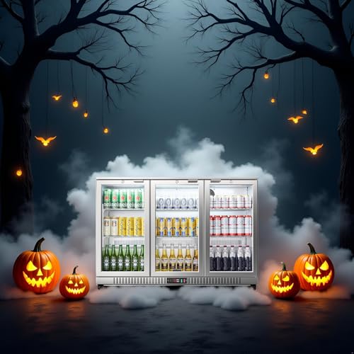 BODEGA BODEGACOOLER Back Bar Cooler With 3 Glass Doors,11.4 Cu.Ft Stainless Steel Commercial Back Bar Fridge with LED Lighting, Counter Height Bar Beverage Cooler for Beer,Soda Drinks,Wine