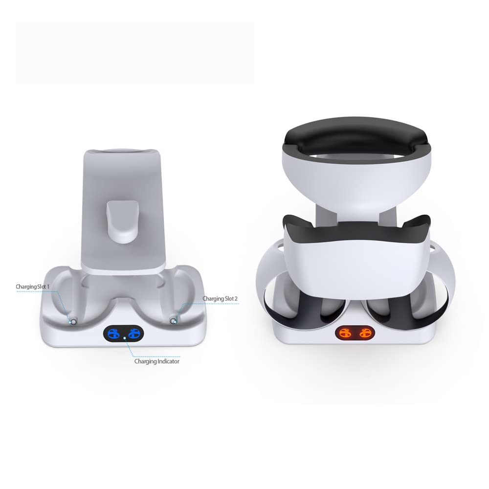 Stazione di ricarica per controller PS VR2 con display, dock di ricarica veloce per Playstation VR2 accessori per cuffie con LED, dock di caricamento/supporto per cuffie VR PS VR2, bianco 2515