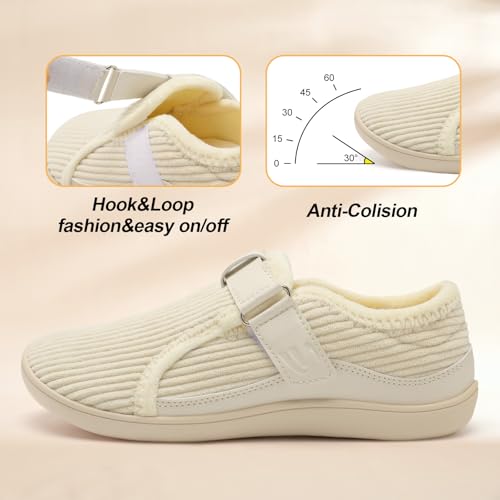 Image of Spesoul Wide Womens Slippers Adjustable House Shoes Indoor Outdoor Barefoot Slippers Cozy Walking Shoe Swollen Edema Diabetic Shoes