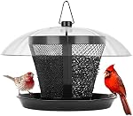 Kingsyard Bird Feeder for Outside Metal Mesh Wild Bird Feeder with Weatherproof Dome Dual Feeders 2.5 lbs. Seed Capacity for Finch Cardinal