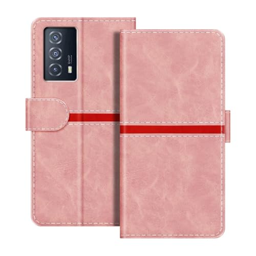 ESACMOT ���U�[�E�H���b�g�P�[�X Vivo iQOO Z5 �Ƃ̌݊������� ���X�g���C�v�f�U�C�� �J�[�h���[�t�� �}�O�l�b�g���蒠�^�J�o�[ (�s���N)