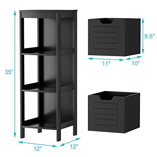 Dortala Bathroom Floor Cabinet, Multifunctional Wooden Storage Rack Free Standing Organizer W/ 2 Drawers, Sturdy Side Table For Home Office Living Room Bathroom Bedroom Hotel, Black #TOP1