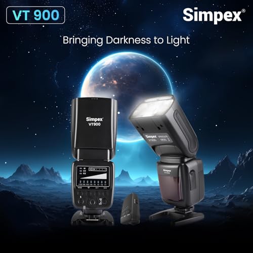 Image of Simpex VT-900 Professional Flash with in-Built Trigger, Universal Electronic Flash Light for All DSLR Cameras Including Canon, Nikon, Sony and Fujifilm Olympus and Comes with Standard Hot Shoe Mount