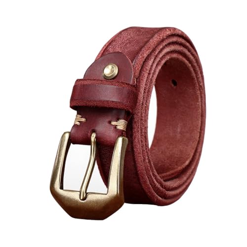 5.5mm Extra Thick Cowhide Leather Belt 3.8cm Wide Vintage Copper Pin Buckle Raw Edge Men's Gift