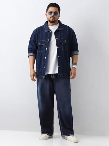 Image of Urbano Plus Men's Loose Baggy Fit Washed Jeans Non-Stretchable