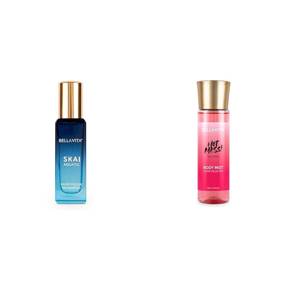 Bella Vita Luxury Skai Aquatic Unisex Eau De Cologne Hot Mess Woman Body Spray Mist Perfume with Citrus Mandarin Passionfruit Rose Jasmine Vanilla & Musk Long Lasting Fragrance 150ML-image-20