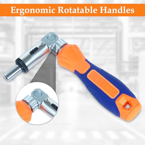 Image of GLUN Universal Ratchet Screwdriver Set with Strong Magnetic Tips Hex, 19 in 1 Set, Inner Triangle Cross Y-shaped Phillips, Y-Shaped, U-Shaped, & Torx - Durable Steel Repair Tools For Various Products