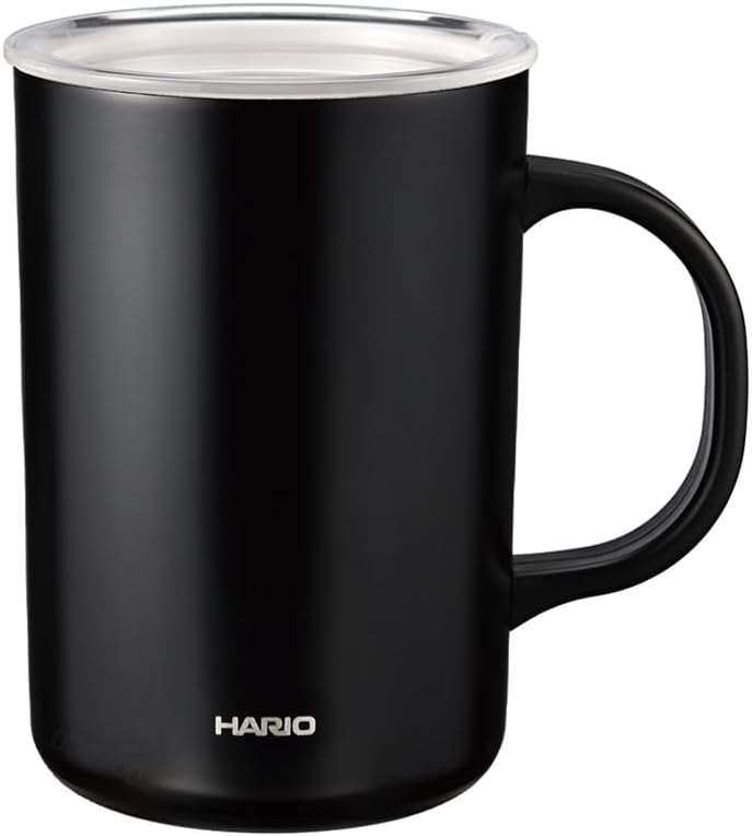 HARIO CMG-470-B Ceramic Coating Vacuum Double Insulated Mug, Black, 16.5 fl oz (470 ml), Lid Included