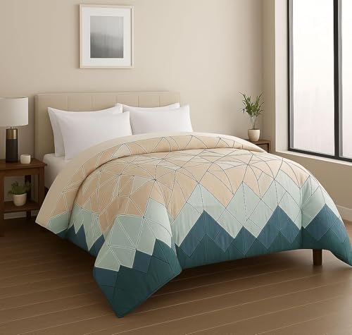 Image of VAS COLLECTIONS Cloud Cotton Reversible AC Comforter for Double Bed | Super Soft 220 GSM Quilt /Duvet /Dohar | Lightweight All-Season Comforter | 88 x 90 Inches (Blue, Auqa)