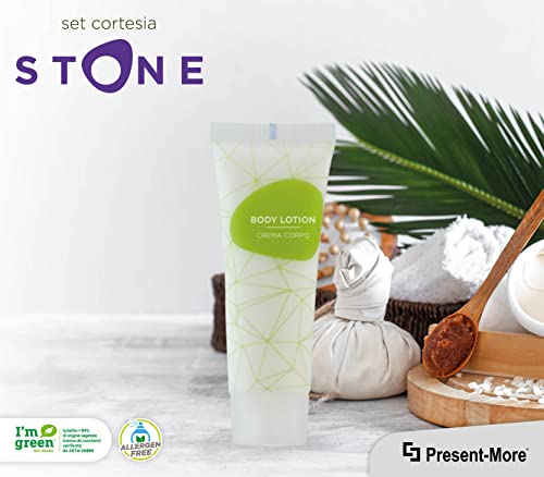 Present-More Body Lotion 30ml Stone - Körpercreme 125 Stücke für Hotels und B&B | Allergenfreie Körpercreme mit Duftnote Relaxing