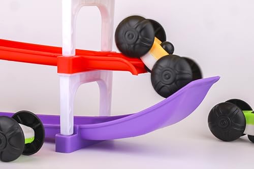 Image of 4-LAVEL Ramp Racer Multi-Level Toy Car Track Set with Mini Cars, Colourful Stacking Ramps for Kids