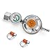 Regulador de gas propano butano 37 mbar, 1,5 kg/h con válvula de emergencia y manómetro + 2 abrazaderas de manguera I para manguera de 9-10 mm I Perfecto para barbacoa, camping, caravana, fontanero