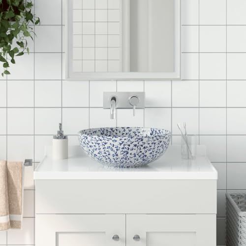 Vetnasa Lavabo sobre encimera Redondo cerámica y Azul Φ41x14 cm Bricolaje, Fontanería, Piezas para fontanería, Lavabos y fregaderos, Lavabos Azul 9,35 KG