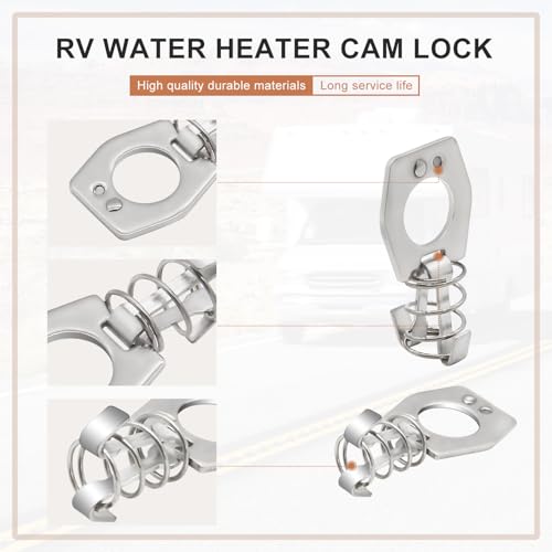 Image of RV Water Heater Cam Lock - 6 Pack - Silver - Modern Style - Bolt Mount - RV Water Heater Door Latch