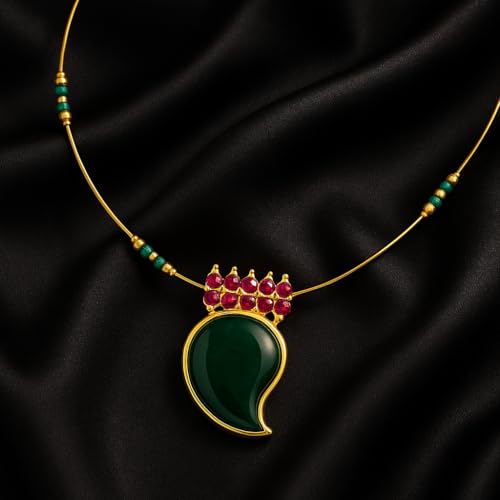 Image of Women's Gold-Plated Mango Pendant Necklace Ruby Accent Mango Design Lightweight Chain for Girls & Women