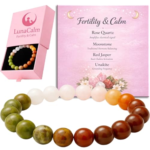 LunaCalm Bracelet Fertility for Women - Pregnancy Gift-for First-Time Mom, Natural Crystal Stretch Bracelet, The Gentle Companion, Mothers Day Jewelry