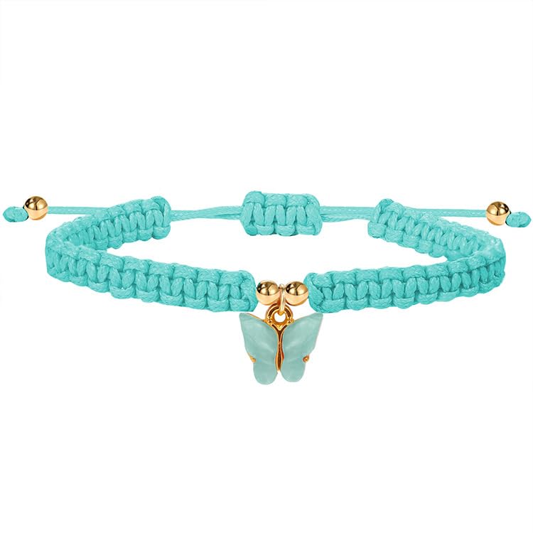 Image of COLORFUL BLING Butterfly Charm Bracelets Adjustable Hand Woven String Bracelets BFF Gift for Women