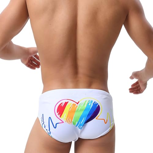 Herren-Slip, Lgbt bedruckt, Herzmotiv, Badehose, Herren, Gay Pride, Month Regenbogen, Tanga, nahtlos, Unterwäsche, sexy, Erotik, schick, Lgbtq Tanga, niedrige Taille, Strings, Neonfarben, Mini-Slips