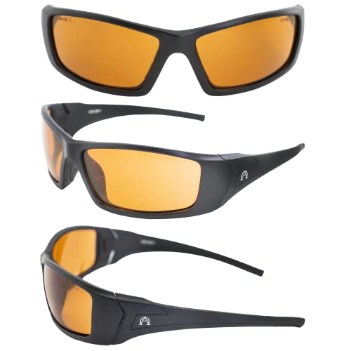 Alpha Omega AO2 Motorcycle Sunglasses Sports Riding Safety Glasses Z87.1 for Men or Women 2 Pairs Black Frame w/Amber & Photochromic Clear to Smoke Lenses