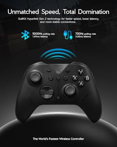 GuliKit ES PRO Wireless Gaming Controller for PC Windows Switch 2 Android iOS - World's Fastest 3.25ms Latency, TMR Anti-Drift Joysticks, 30H Battery, Wake-up Support-Black - Image 3