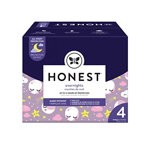 Image of The Honest Company Clean Conscious Overnight Diapers | Plant-Based, Sustainable | Starry Night | Club Box, Size 4 (22-37 lbs), 54 Count