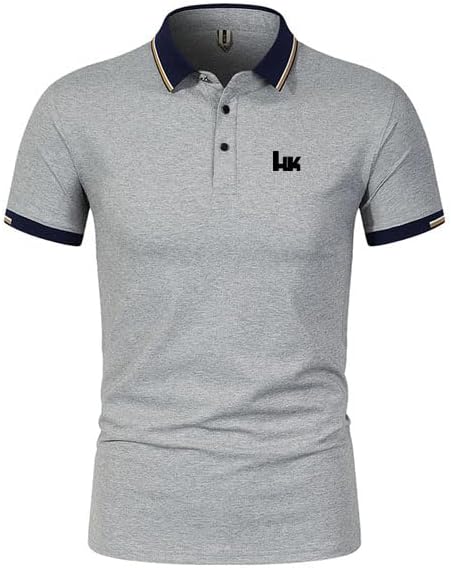 [CVAPEPFK] メンズクラシックカジュアル(ヘッケラー・コッホ)ゴルフポロシャツソリッドカラーラペル3つのボタンダウン回復力半