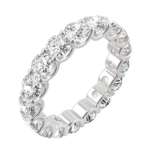 Charles & Colvard Created Moissanite 4mm Round Cut Eternity Band for Women | Lab Grown | Solid 14K White Gold with Rhodium2