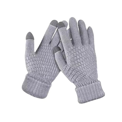 Lafefe Gestrickte Thermohandschuhe für Damen, Touchscreen-Winterhandschuhe, dicke Fleece-gefütterte Strickhandschuhe, winddicht, hält warm, Touchscreen-Handschuhe, grau,...