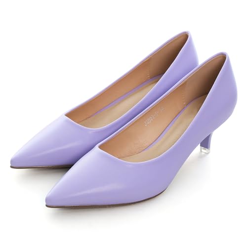 Image of Women's Low Kitten Heel Pumps Classic Fashion Dress Pumps Simple Heeled Shoes for Office Work