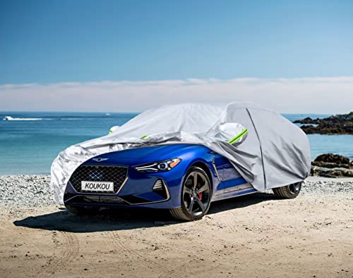 Image of Kaugung 6 Layers Car Cover Custom Fit 2017-2025 Genesis G70, Waterproof All Weather Resistant Outdoor Indoor Sun Rain Dust Snow Protection.(USA Warehouse,Within 3-7 Days) Silver
