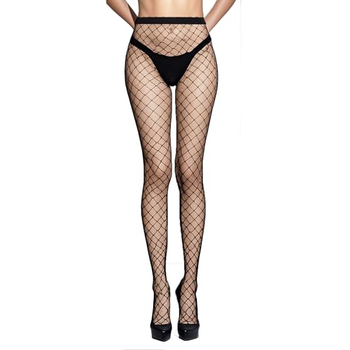 Image of Womens High Waist Fishnet Tights Black Fishnet Stockings Sexy Party Thigh High Mesh Stockings Pantyhose for Women