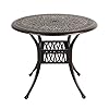 COBANA Patio Bistro Table 354 Round Cast Aluminum Outdoor Dining Retro Side Table with 2 Umbrella Hole Bronze