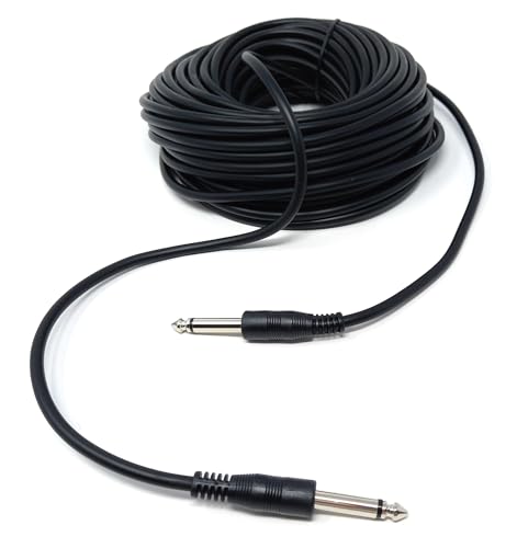 DRUT 20m 6.35mm 1/4 TS Mono Jack to Jack Plug Lead for Guitar, Amplifiers, Music Instruments, Speakers, Microphone Cable Straight Ends, Black 65ft