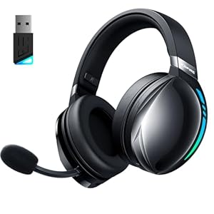 UG-06 Wireless Gaming Headset, 2.4GHz Bluetooth Gaming Headphones with Noise Cancelling Microphone, 3D Stereo Sound, 65Hr Battery Life Headset for PS5, PS4, PC, Switch, Mac, RGB Light