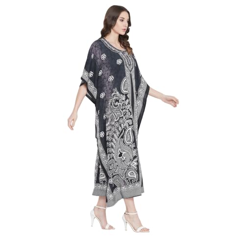 Image of Oussum Women Polyester Casual Long Plus Size Beach Caftan Cover Up Maxi Dress 1X-3X Summer Kaftan Dresses for Women