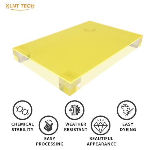 Image of 6 PCS Transparent Fluorescent Yellow Cast Acrylic Sheets 8 inch x 12 inch x 0.118 inch, Plexiglass Plastic Sheet for Laser Cutting, Engraving Signs, DIY Projects.