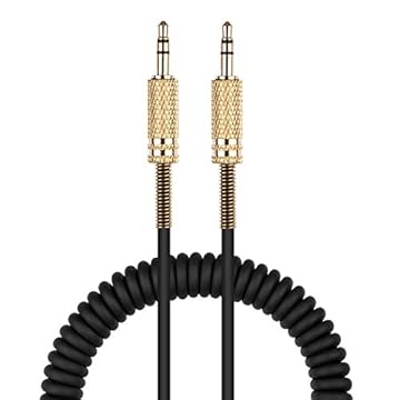 weishan Cabo auxiliar de substituição de cabo de fone de ouvido enrolado para carro, estéreo, Alexa Dot, alto-falante - Cabo de áudio TRS macho para macho de 3,5 mm de comprimento de 6 a 2,4 m
